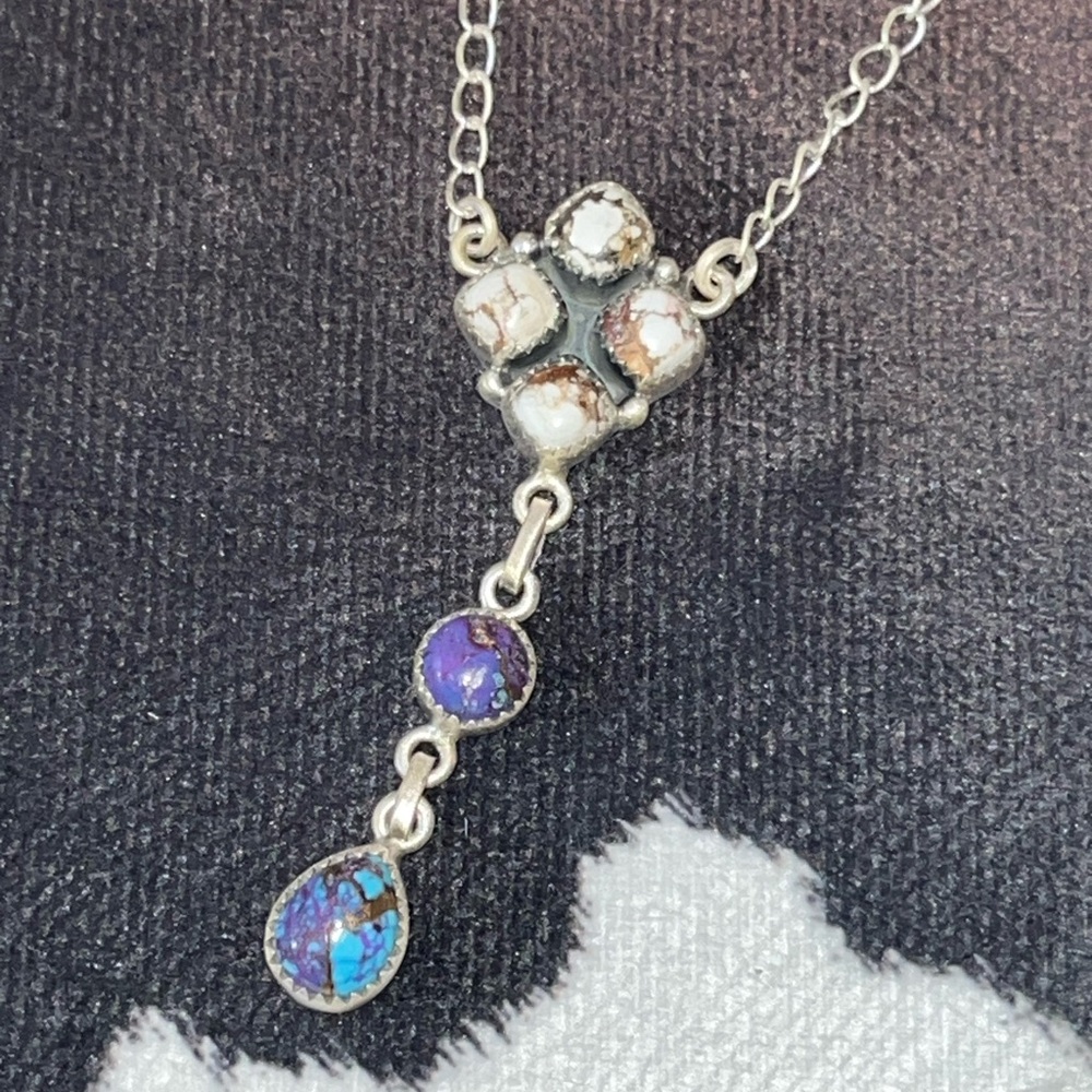 Wild Horse Jasper, Magnesite, and Purple Mojave 925 Necklace NWOT